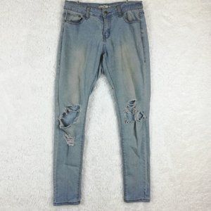 Vins Me Womens‎ Jeans Skinny Denim Blue Ripped Destroyed Light Wash Juniors 7